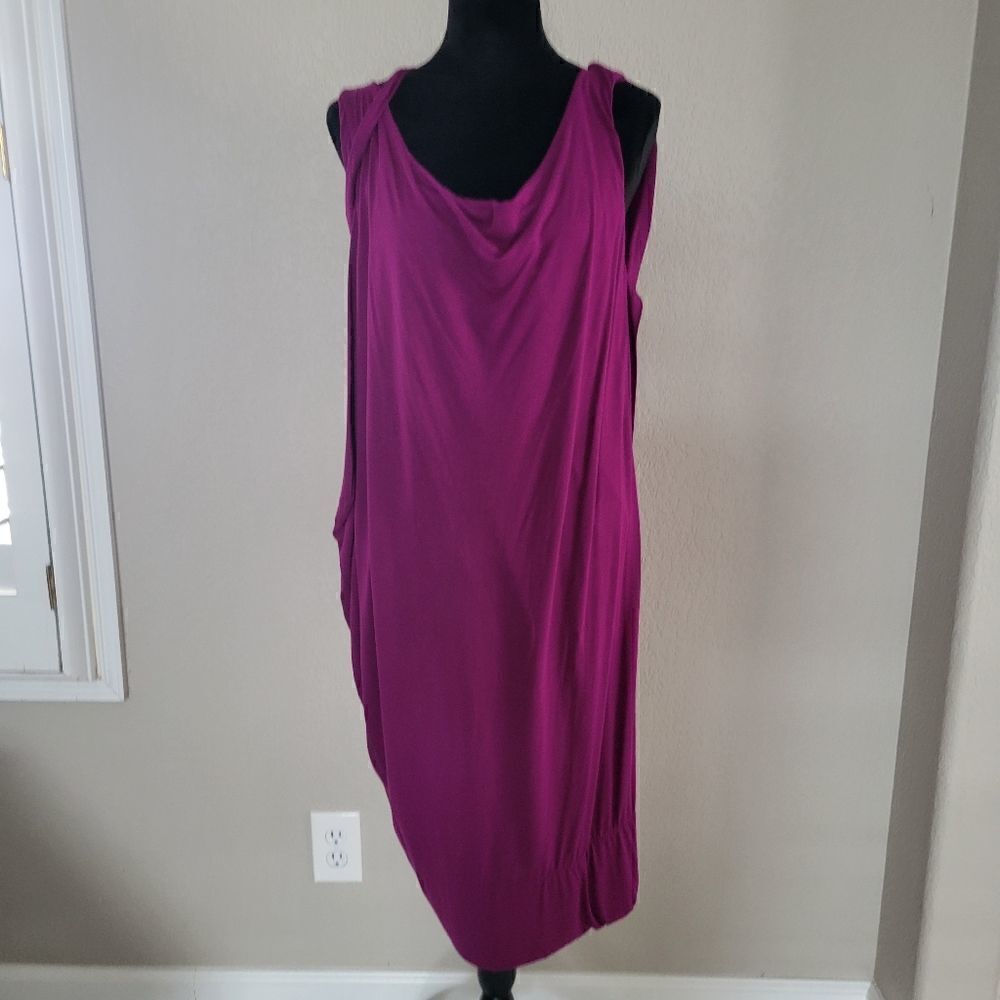 NEW KAYLEE TANKUS Purple Assymetric Baggy Draped Dress S